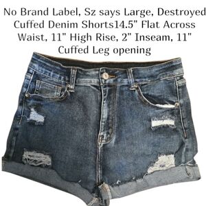 Distressed Denim Shorts - Blue Women's Large EUC